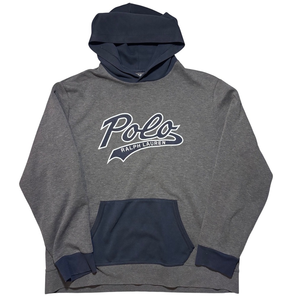 Polo Ralph Lauren Hoodie Mens XXL Gray Blue Performance Script Logo Pullover